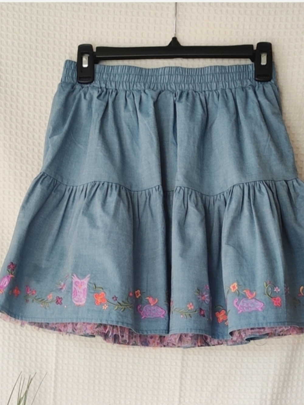 Disney Parks Rapunzel  Embroidered Tierred Blue Skirt Size 11/12